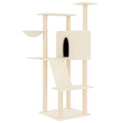 Muebles de gato de Vidaxl con postes de rascado de sisal 143 cm de crema