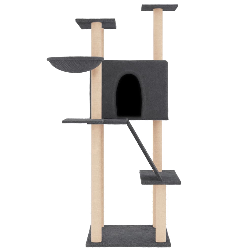 Muebles de gato de Vidaxl con postes de rascado de sisal 143 cm de gris oscuro