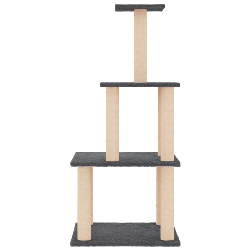Muebles de gato de Vidaxl con postes de rascado de sisal 111 cm de gris oscuro