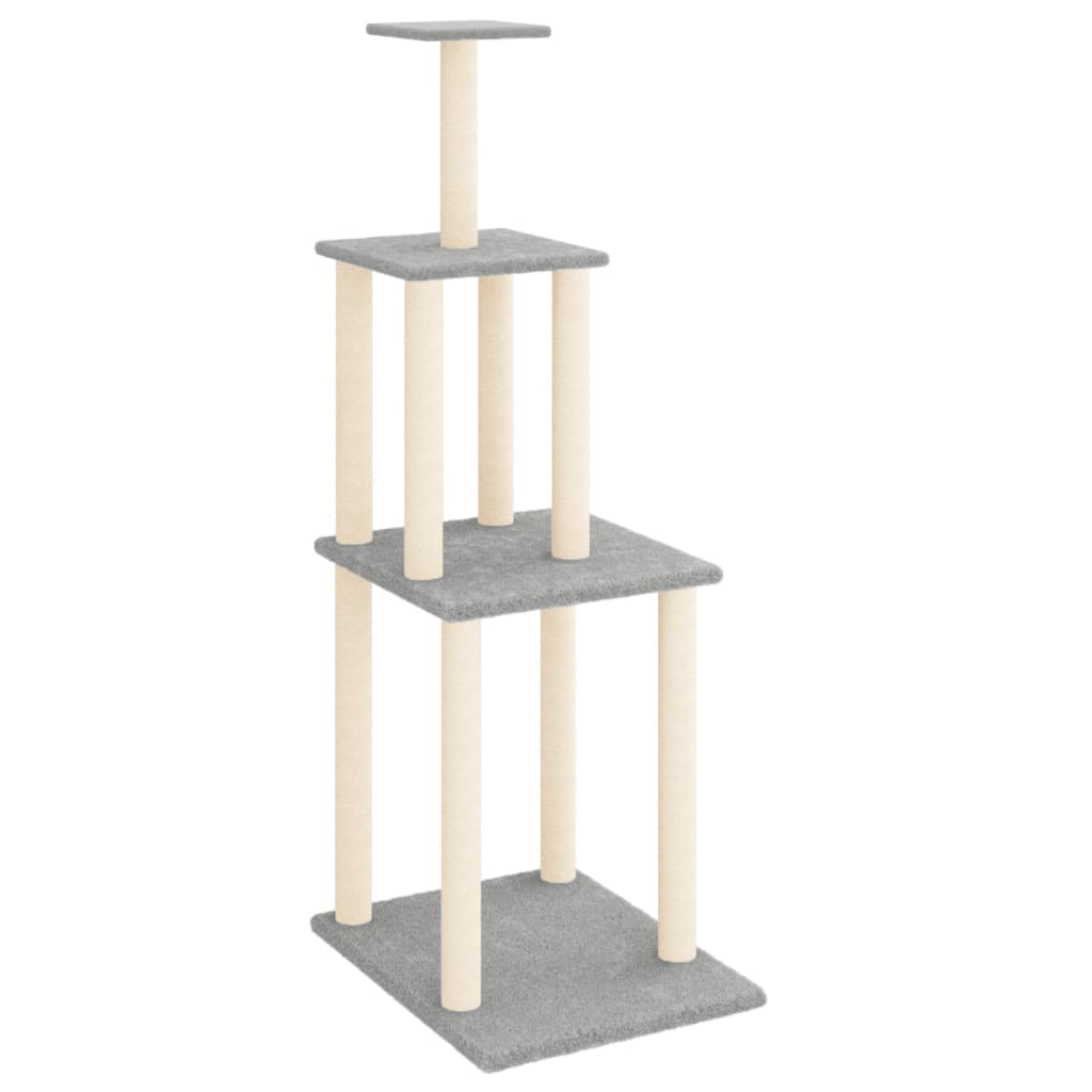 Muebles de gato de Vidaxl con postes de rascado de sisal 149 cm de gris claro