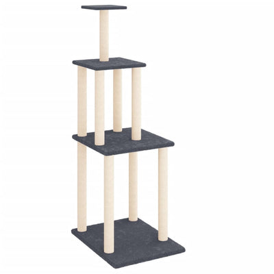 Muebles de gato de Vidaxl con postes de rascado de sisal 149 cm de gris oscuro