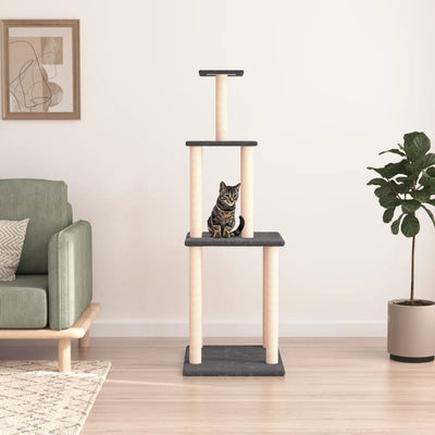 Muebles de gato de Vidaxl con postes de rascado de sisal 149 cm de gris oscuro