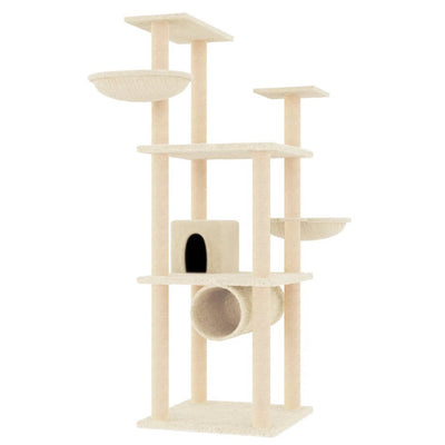 Muebles de gato de Vidaxl con postes de rascado de sisal 141 cm de crema