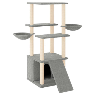 Muebles de gato de Vidaxl con postes de rascado de sisal 133 cm de gris claro