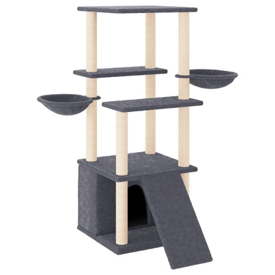 Muebles de gato de Vidaxl con postes de rascado de sisal 133 cm de gris oscuro