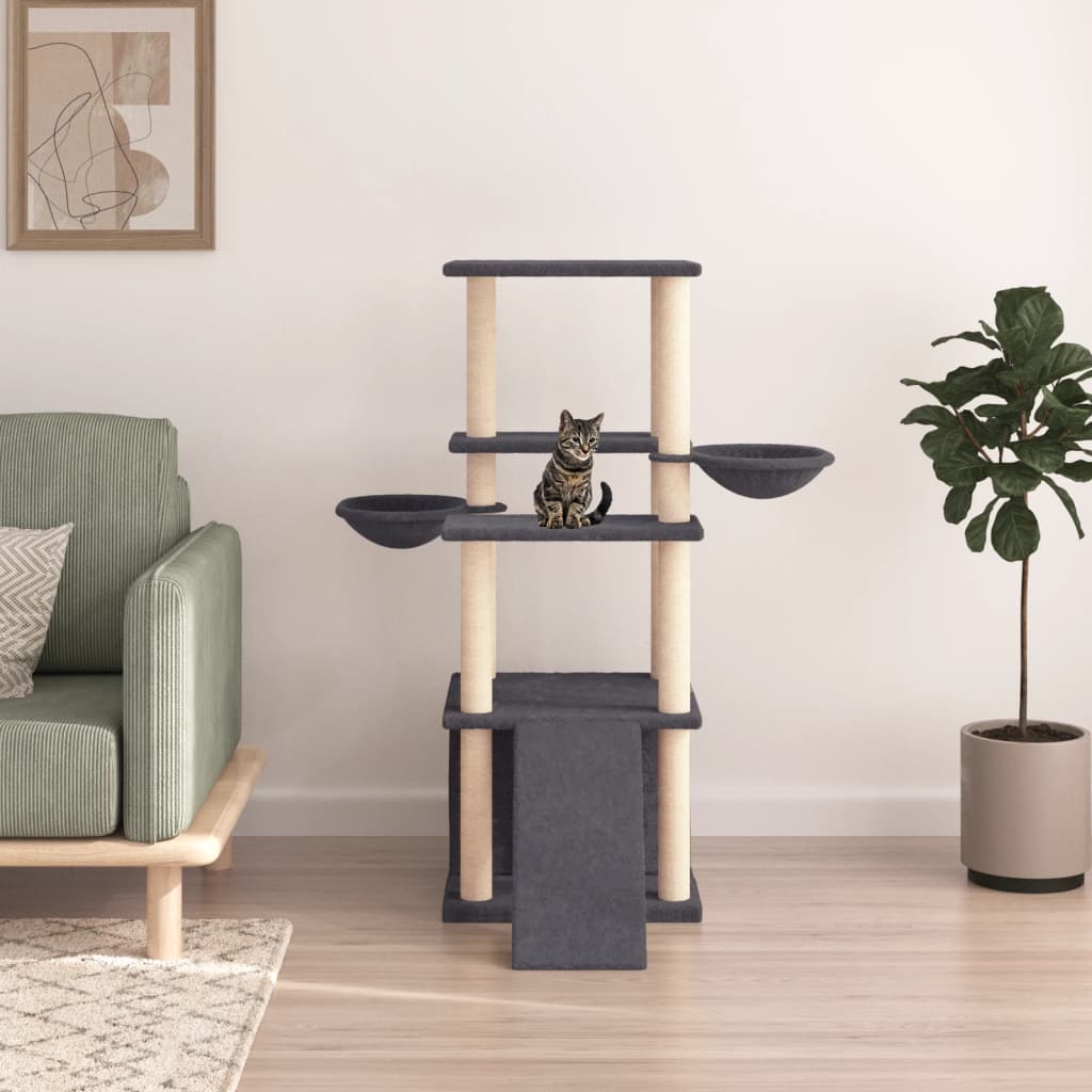 Vidaxl Cat Furniture con graffi di sisal 133 cm grigio scuro