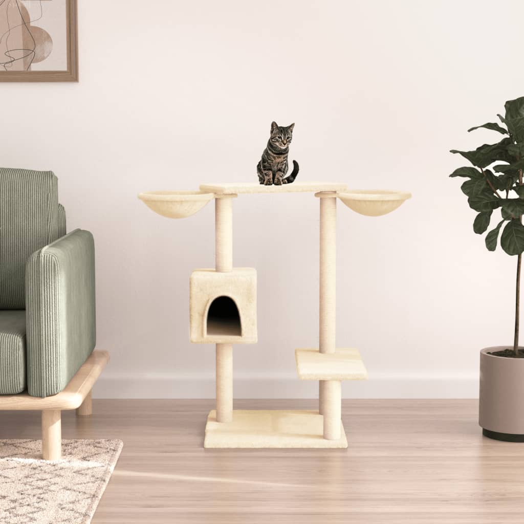 Muebles de gato de Vidaxl con postes de rascado 82 cm de crema