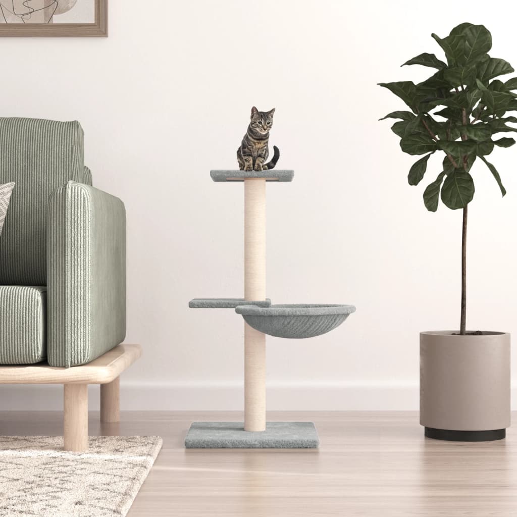 Muebles de gato de Vidaxl con postes de rascado de sisal 72 cm de gris claro