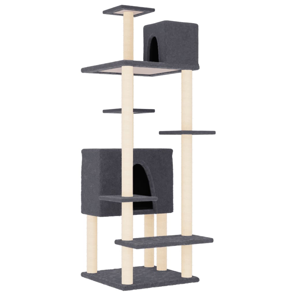 Muebles de gato de Vidaxl con postes de rascado de sisal 154 cm de gris oscuro