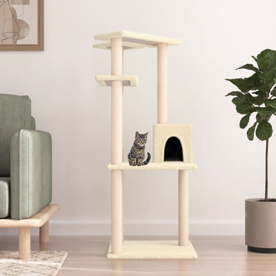 Muebles de gato de Vidaxl con postes de rascado de sisal 123 cm de crema