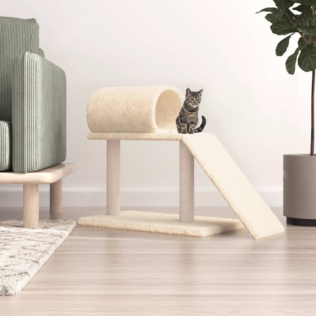 Muebles de gato de Vidaxl con túnel y escalera de 55.5 cm de crema -cocinera