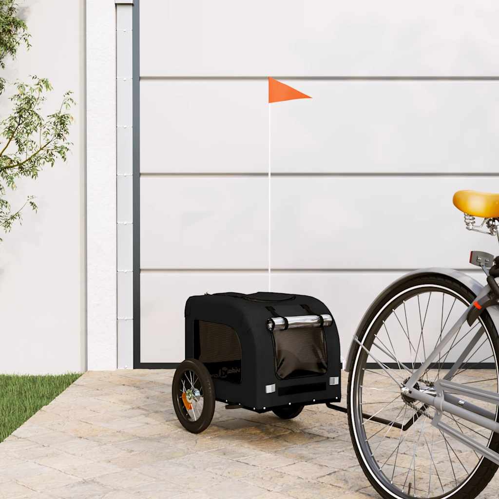 VidaXL rimorchio per bici per cani in tessuto oxford e ferro nero