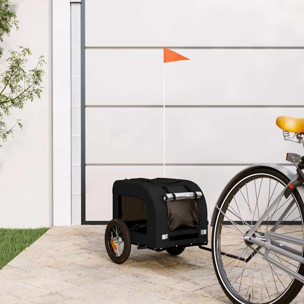 VidaXL rimorchio per bici per cani in tessuto oxford e ferro nero