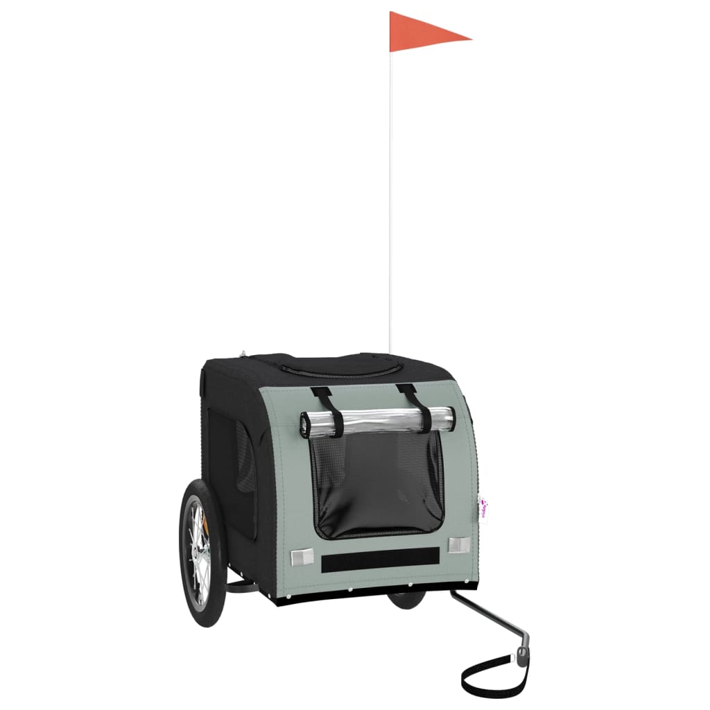 Vidaxl Dog Bike Trailer Oxford Tessuto e ferro nero e grigio