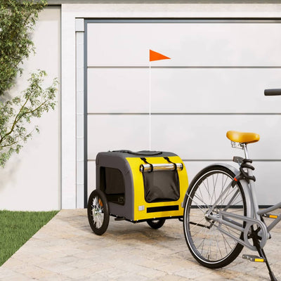 Vidaxl Remolque de bicicleta para perros Oxford Fabric y hierro amarillo y gris