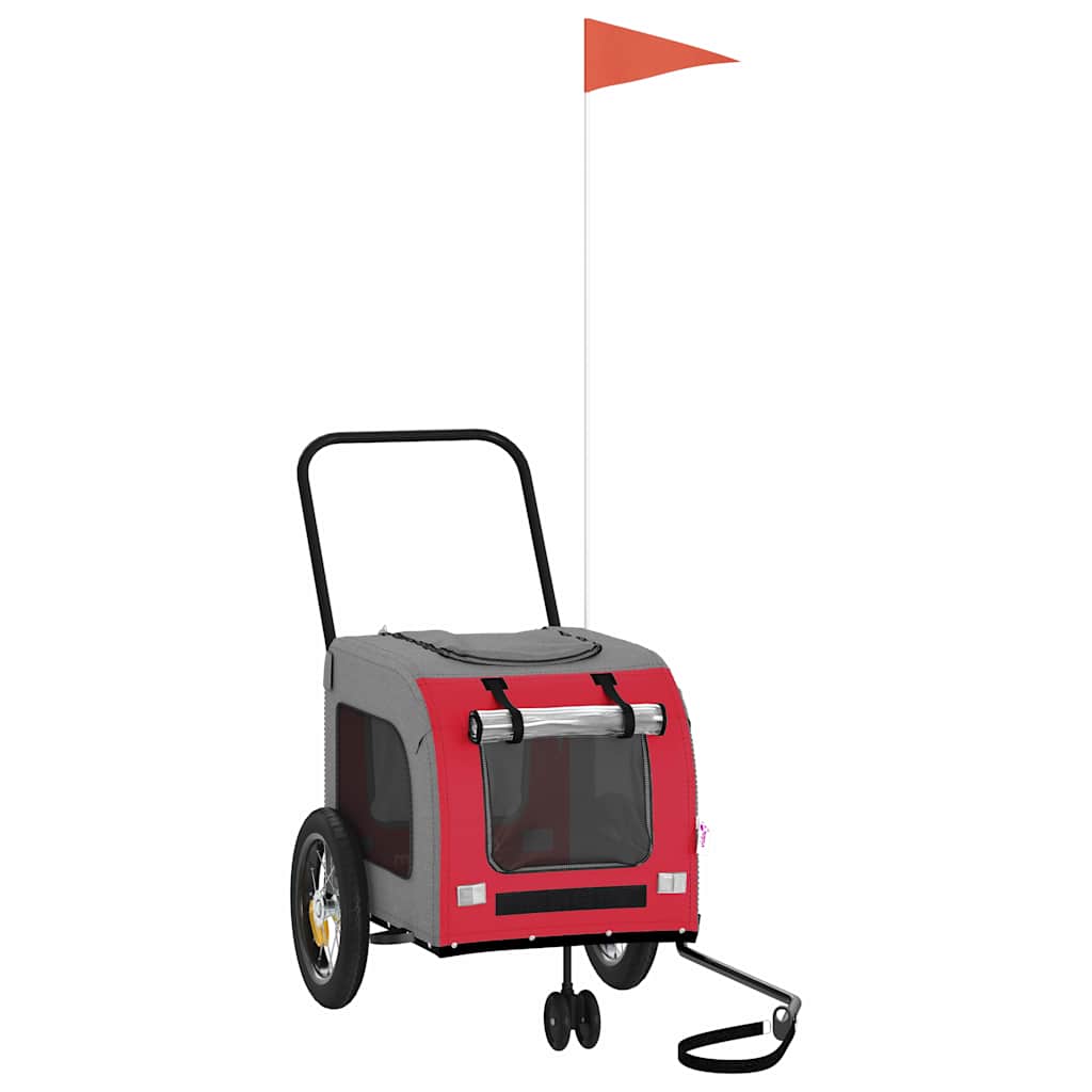 Vidaxxl remolque de bicicleta para mascotas rojo y gris 124,5 x 63,5 x 53 cm