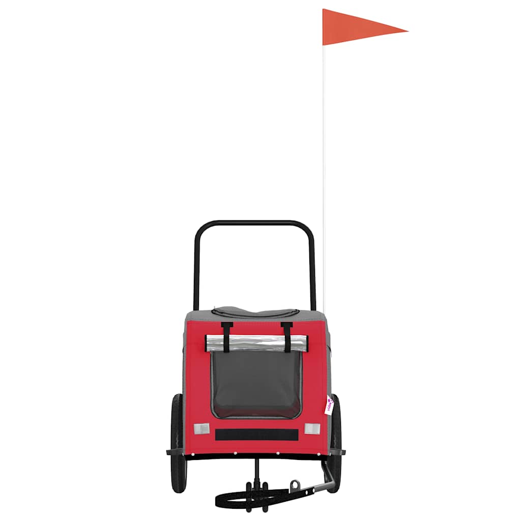 Vidaxxl remolque de bicicleta para mascotas rojo y gris 124,5 x 63,5 x 53 cm