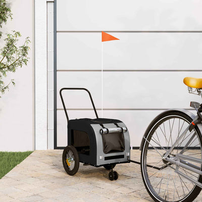 Vidaxxl remolque de bicicleta para mascotas gris y negro 125 x 53 x 54 cm