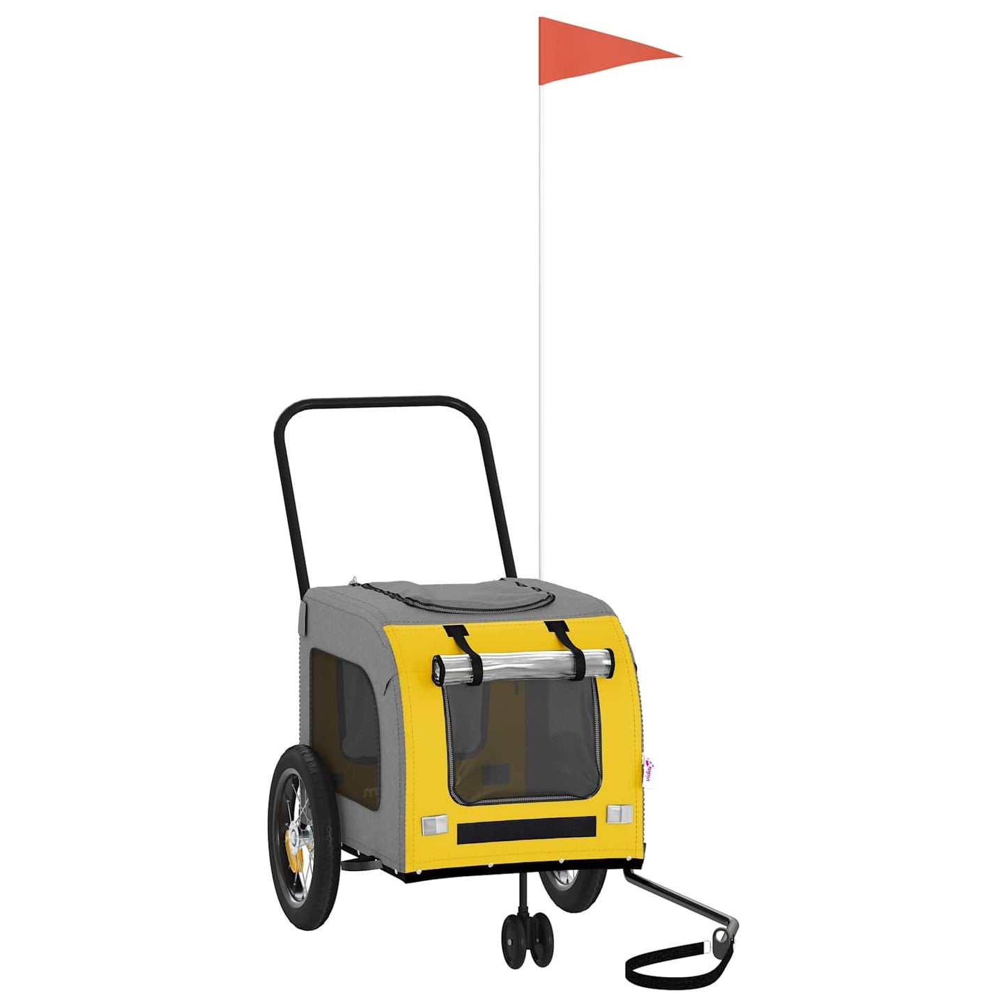 Rimorchio da bicicletta VidaXL per animali domestici giallo e grigio 125 x 53 x 54 cm