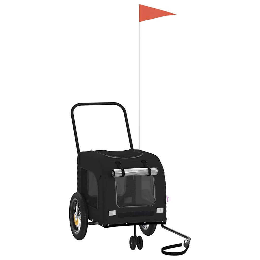 Rimorchio da bicicletta Vidaxxl per animali domestici con portaoggetti nero 124,5 x 63,5 x 53 cm