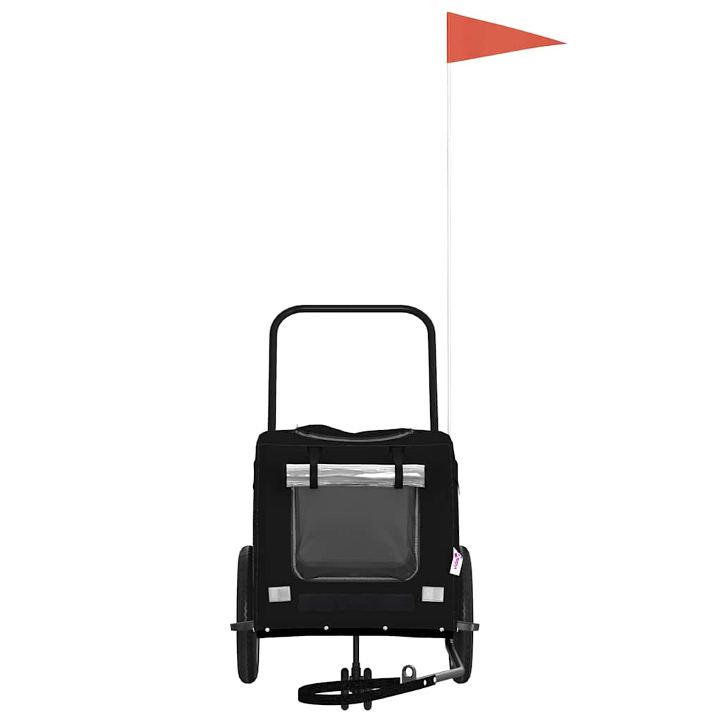 Rimorchio da bicicletta Vidaxxl per animali domestici con portaoggetti nero 124,5 x 63,5 x 53 cm