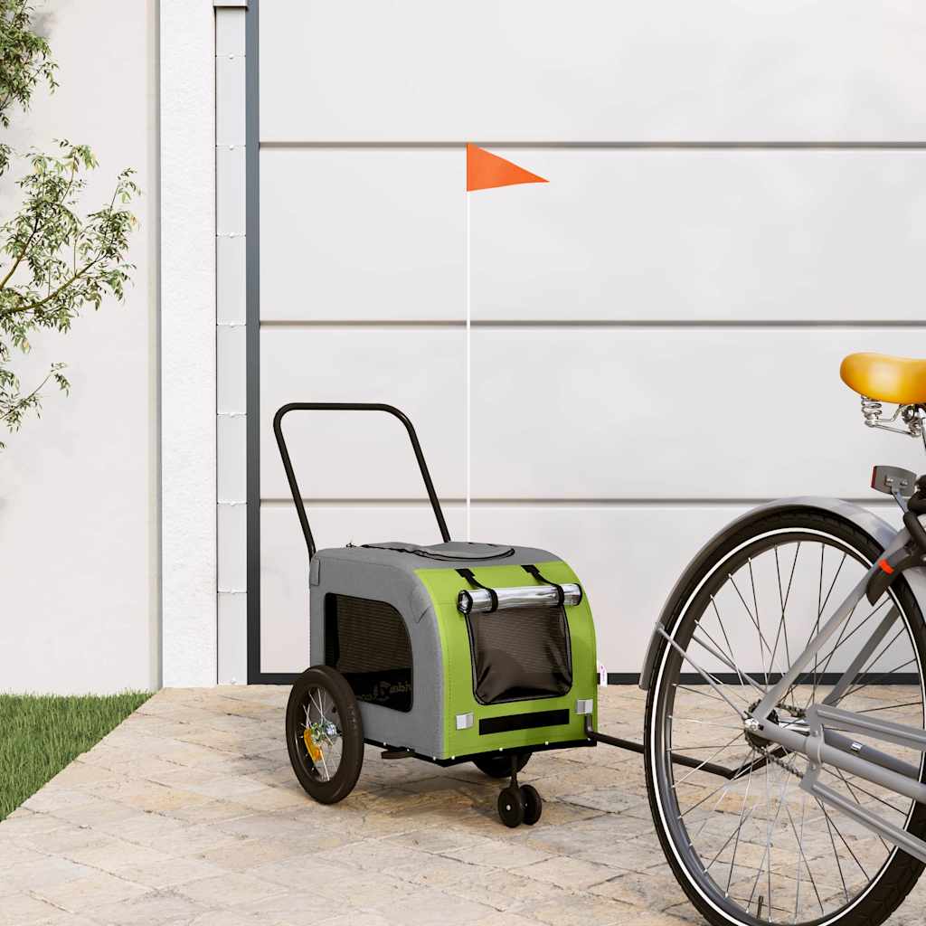 Vidaxxl remolque de bicicleta para mascotas verde y rojo 124,5 x 63,5 x 53 cm