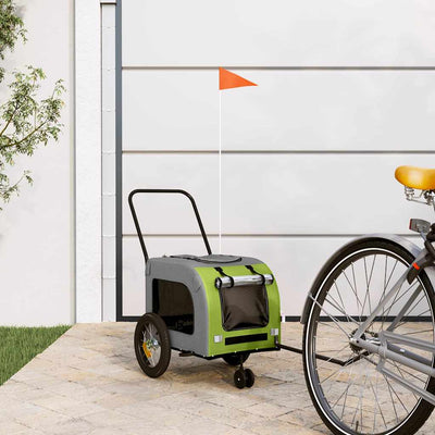 Vidaxxl remolque de bicicleta para mascotas verde y rojo 124,5 x 63,5 x 53 cm