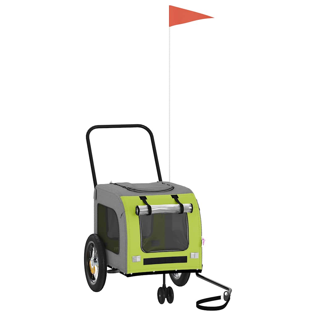 Vidaxxl remolque de bicicleta para mascotas verde y rojo 124,5 x 63,5 x 53 cm