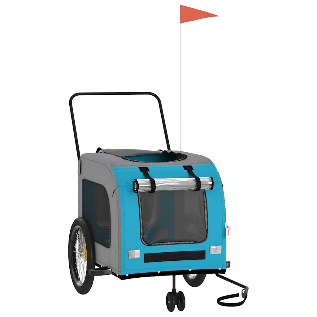Vidaxl Bike Railer Oxford Fabric y Iron Blue and Grey