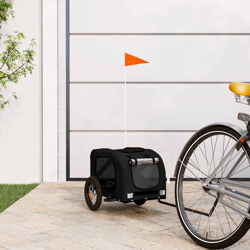 Vidaxl Dog Bike Trailer Tessuto Oxford e Iron Black