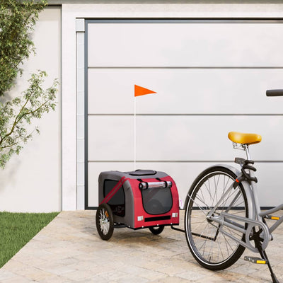 VidaXL Hondenfietstrailer oxford stof en ijzer rood en grijs