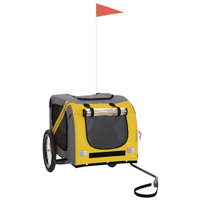 Vidaxl Dog Bike Trailer Oxford Tessuto e ferro giallo e grigio