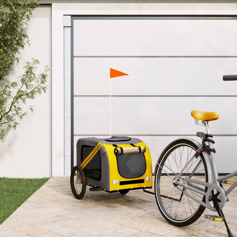 Vidaxl Dog Bike Trailer Oxford Tessuto e ferro giallo e grigio