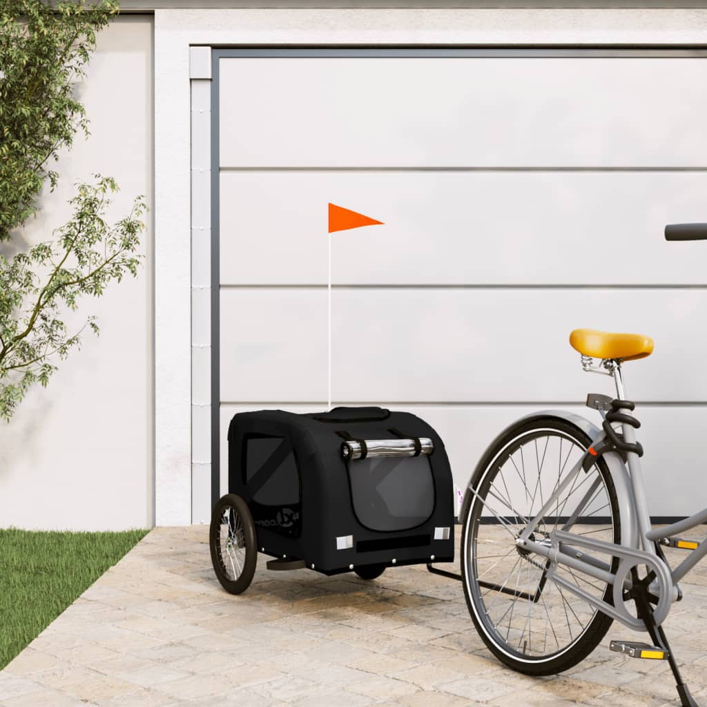 Vidaxl Dog Bike Trailer Oxford Tessuto e Iron Black