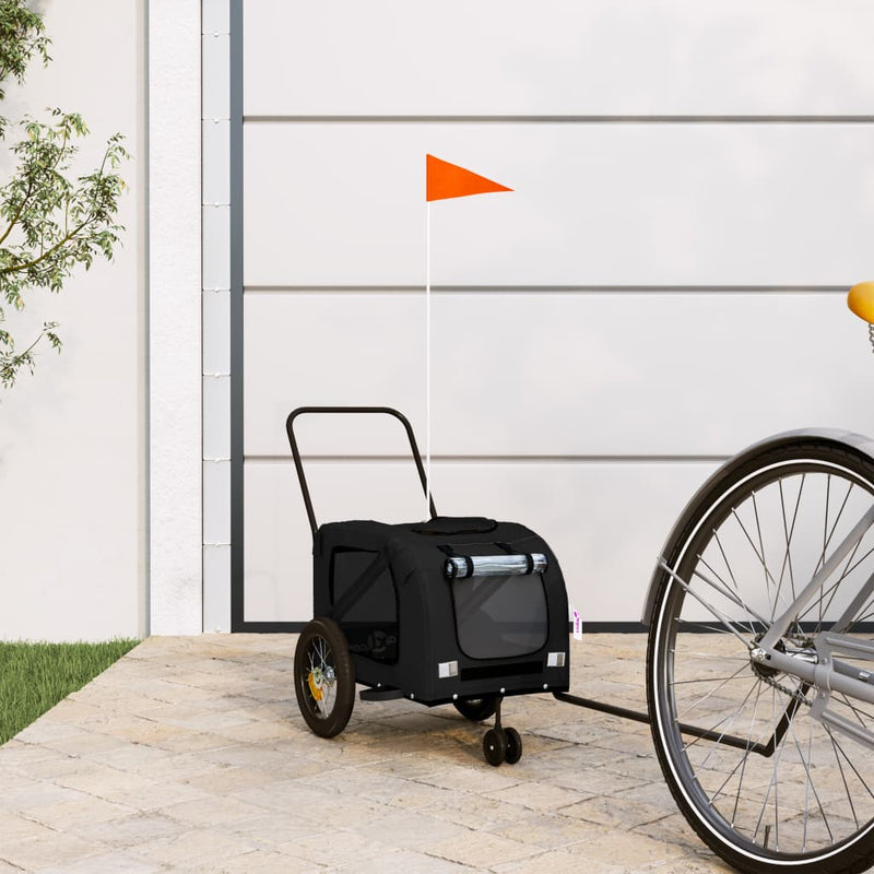 Vidaxl Remolque de bicicleta para perros Oxford Fabric and Iron Black