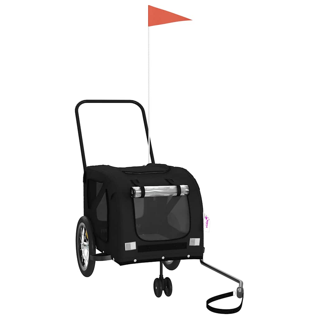 Remolque para bicicleta para mascotas VidaXL tela oxford negra y hierro