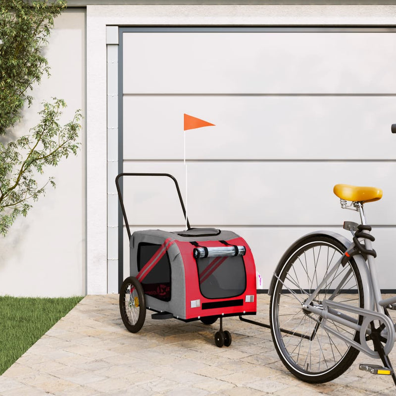 Vidaxl Bike Railer Oxford Fabric y Iron Red and Grey