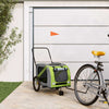 Vidaxl Remolque de bicicleta para perros Oxford Fabric and Iron Green and Grey