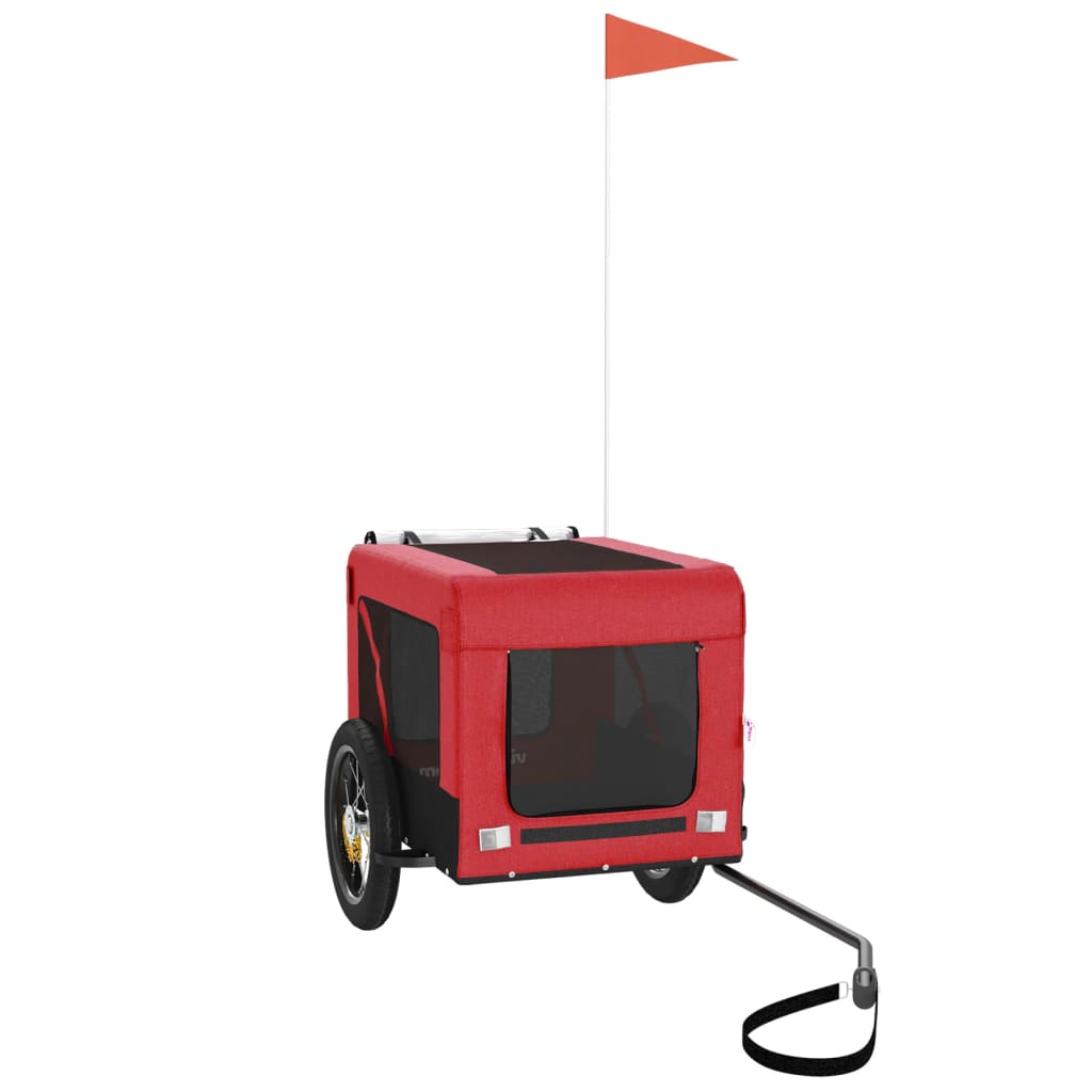 Vidaxl Dog Bike Trailer Oxford Tessuto e ferro rosso e nero