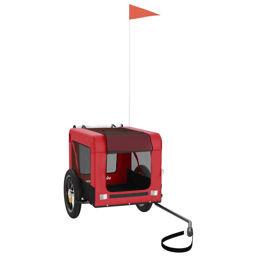 Vidaxl Dog Bike Trailer Oxford Tessuto e ferro rosso e nero