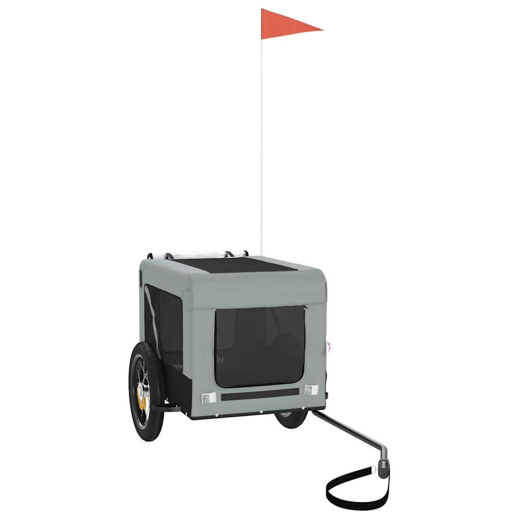 Vidaxl Dog Bike Trailer Oxford Tessuto e ferro grigio e nero