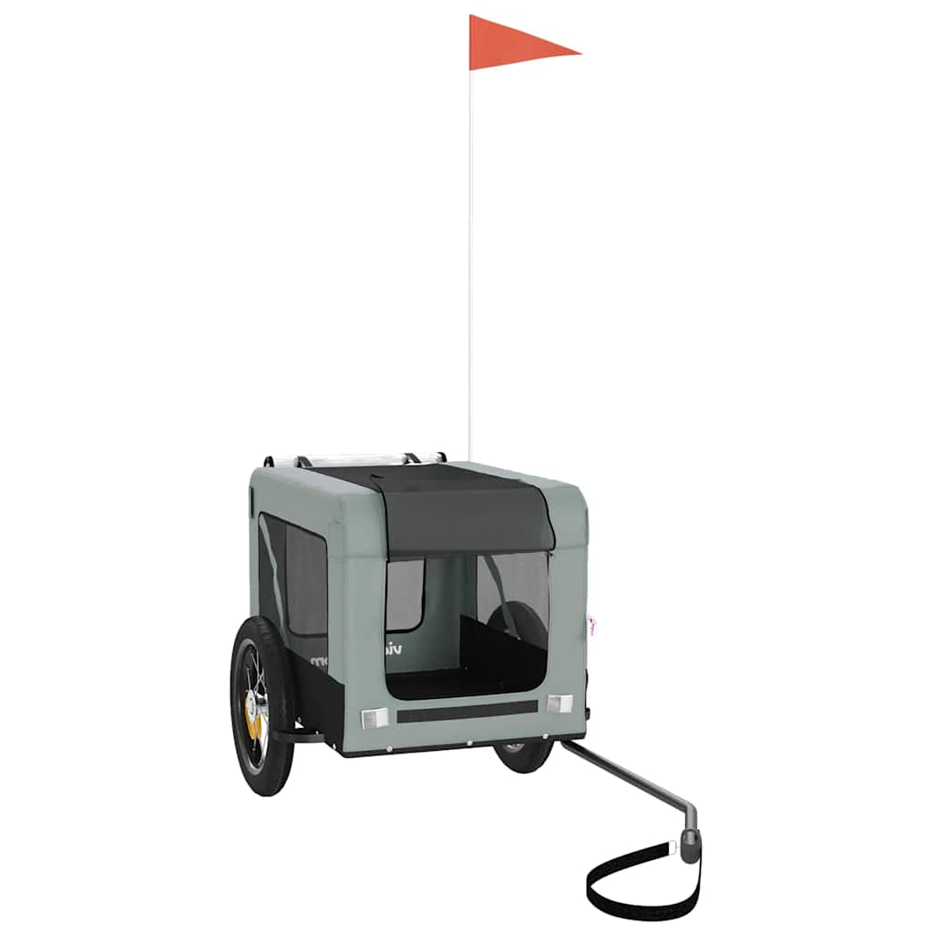 Vidaxl Dog Bike Trailer Oxford Tessuto e ferro grigio e nero