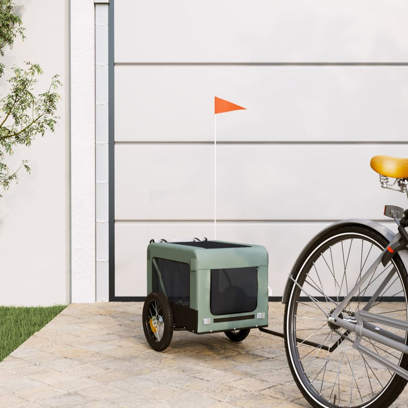 Vidaxl Dog Bike Trailer Oxford Tessuto e ferro grigio e nero