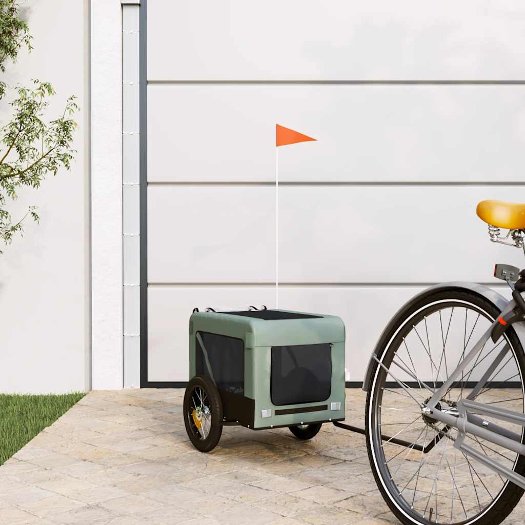 Vidaxl Dog Bike Trailer Oxford Tessuto e ferro grigio e nero