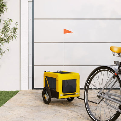 Vidaxl Dog Bike Trailer Oxford Tessuto e ferro giallo e nero