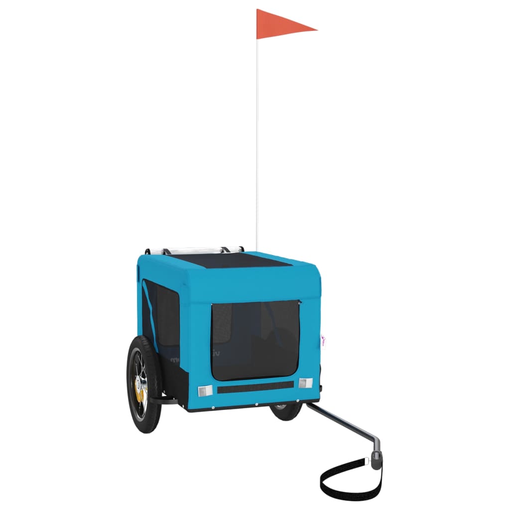 Vidaxl Dog Bike Trailer Oxford Tessuto e blu di ferro e nero