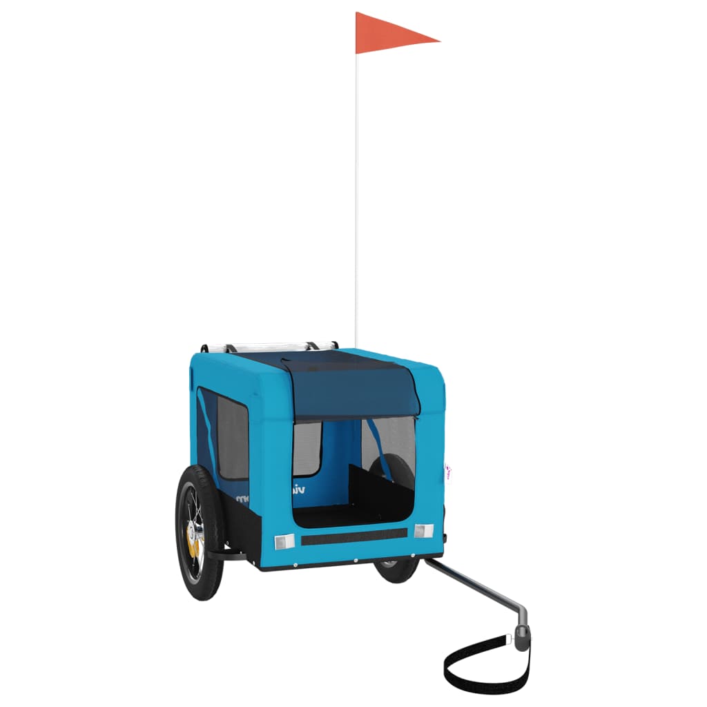 Vidaxl Dog Bike Trailer Oxford Tessuto e blu di ferro e nero