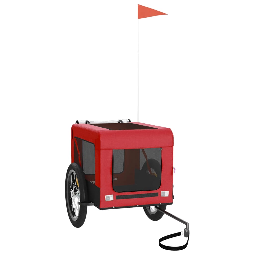 Vidaxl Dog Bike Trailer Oxford Tessuto e ferro rosso e nero