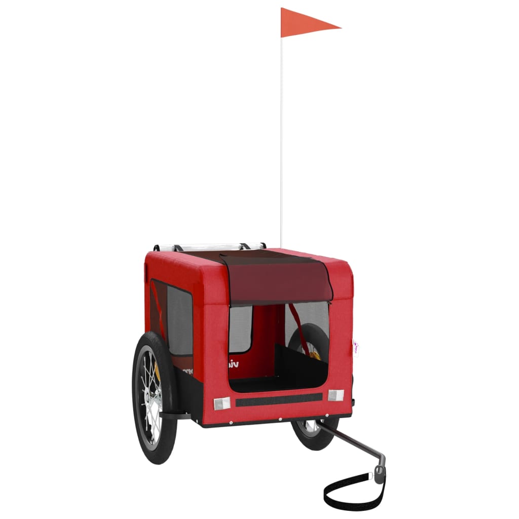 Vidaxl Dog Bike Trailer Oxford Tessuto e ferro rosso e nero