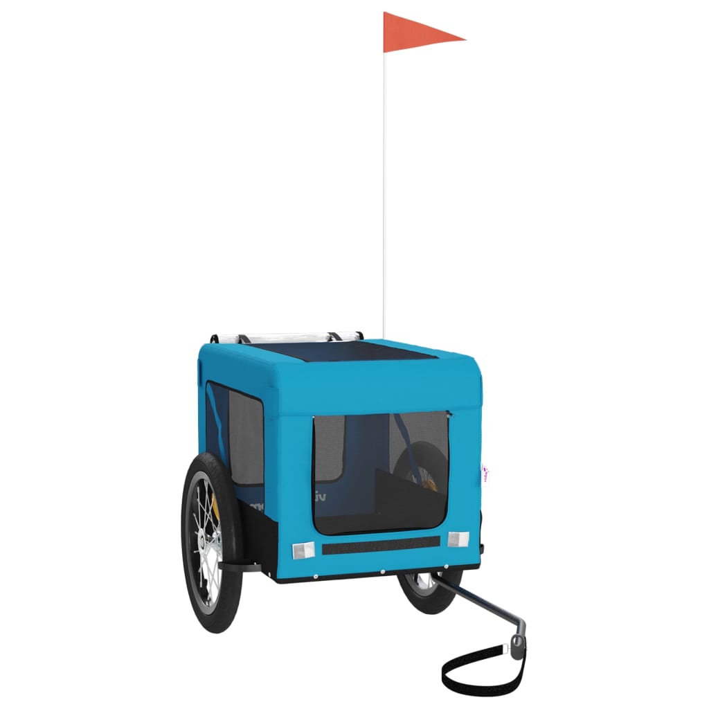 Vidaxl Dog Bike Trailer Oxford Tessuto e blu di ferro e nero